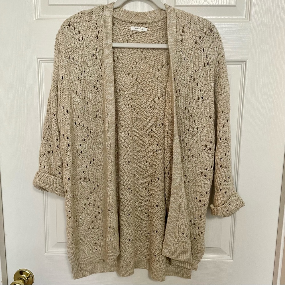Maurices Cream Open Front Cardigan Size Medium